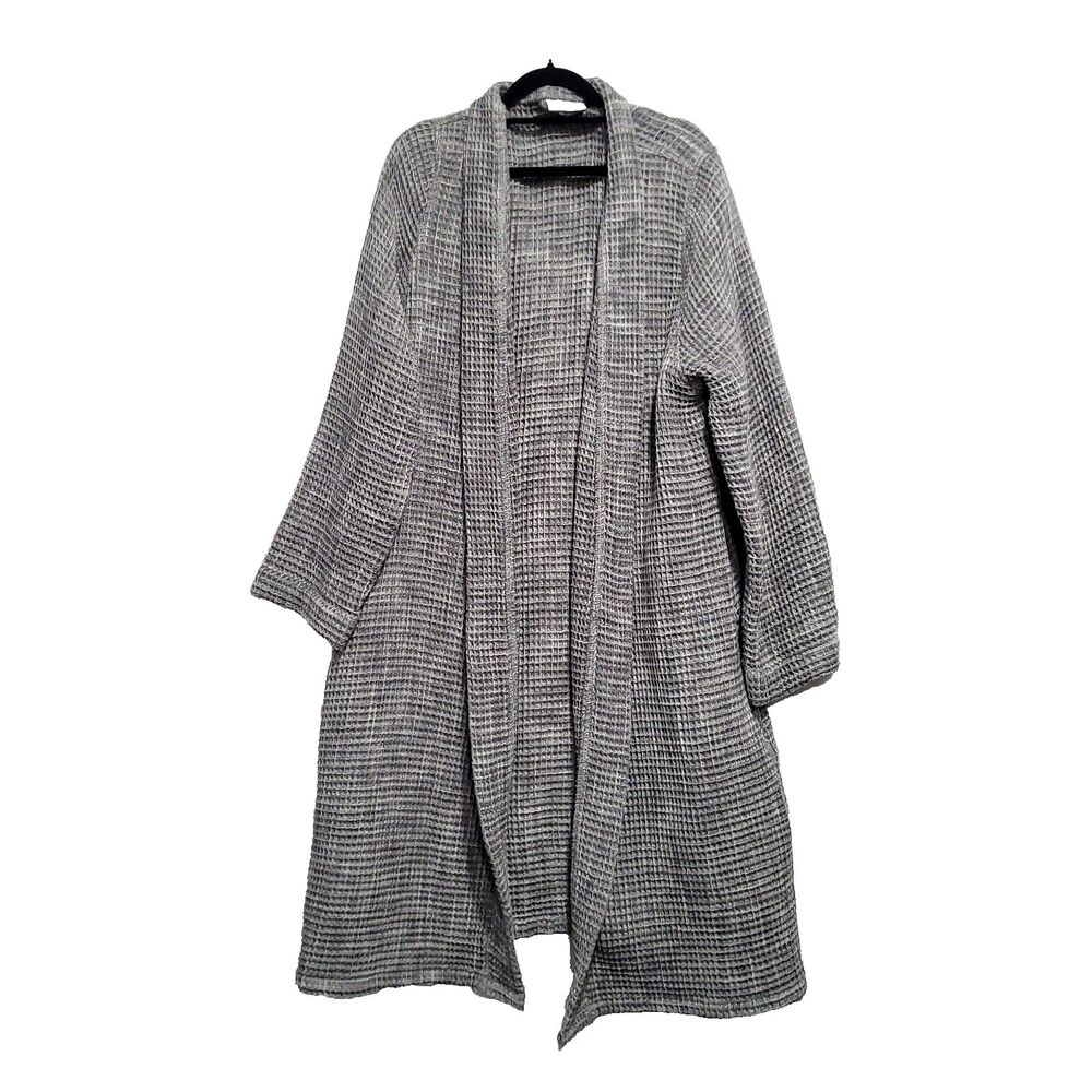 Waffle Knit Parachute turkish cotton Robe L marled Gray oversized no belt turkey
